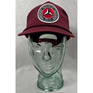 Vintage Mercedes Benz Maroon Snapback Hat Cap Adjustable